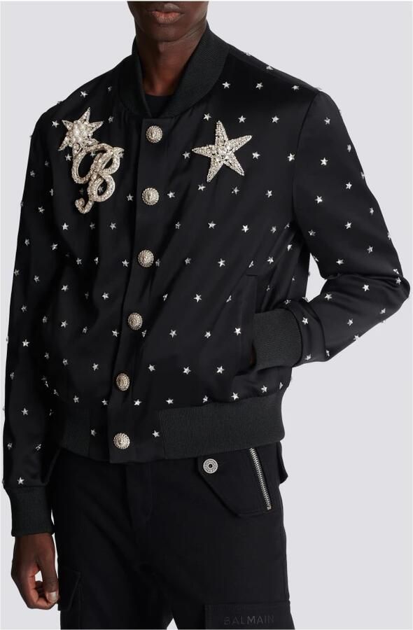 Balmain Bomberjack met geborduurde sterren Black Heren - Foto 2