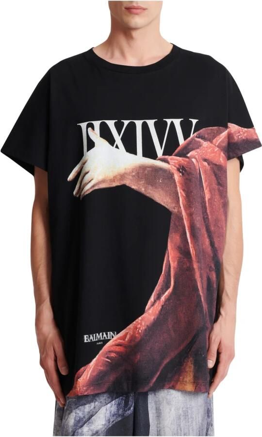 Balmain Boxy fit statue print T-shirt Zwart Heren - Foto 4
