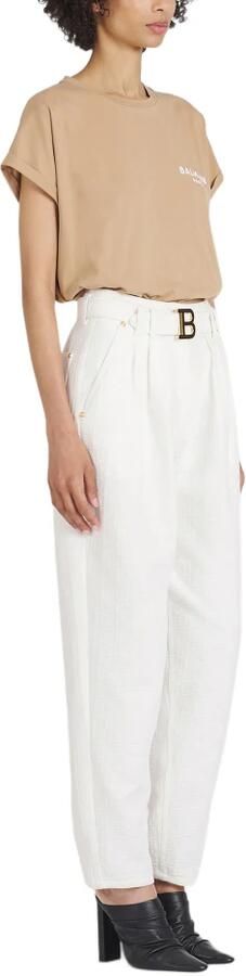 Balmain Boyfriend cut jeans met gesp monogram print White Dames - Foto 6