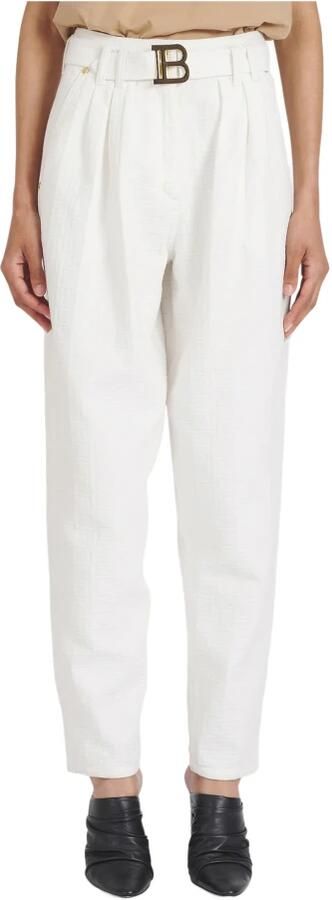 Balmain Boyfriend cut jeans met gesp monogram print White Dames - Foto 3