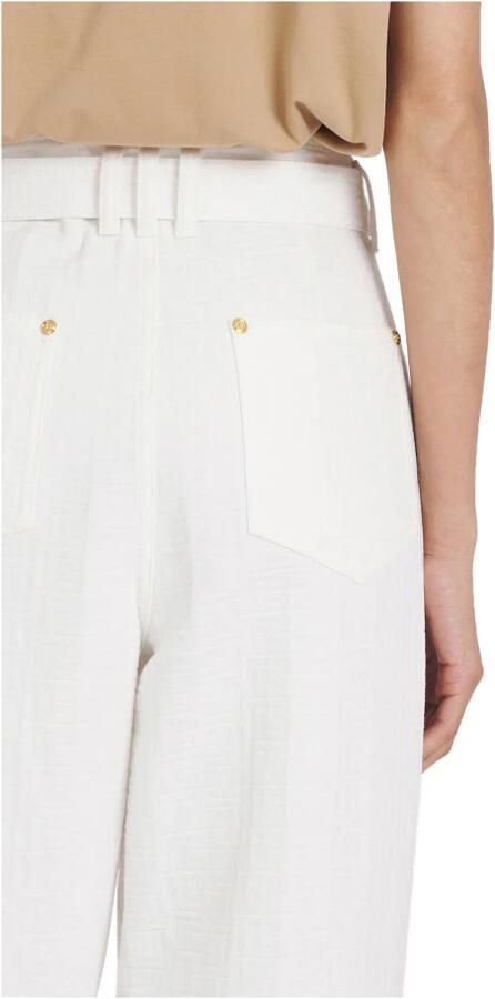 Balmain Boyfriend cut jeans met gesp monogram print White Dames