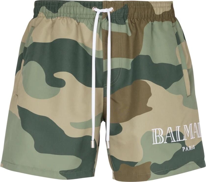 Balmain Camouflage zwemshorts Green Heren