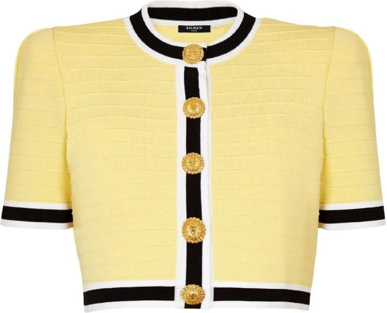 Balmain Geknipte gebreide vest Yellow Dames