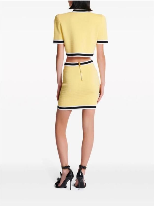Balmain Geknipte gebreide vest Yellow Dames - Foto 5