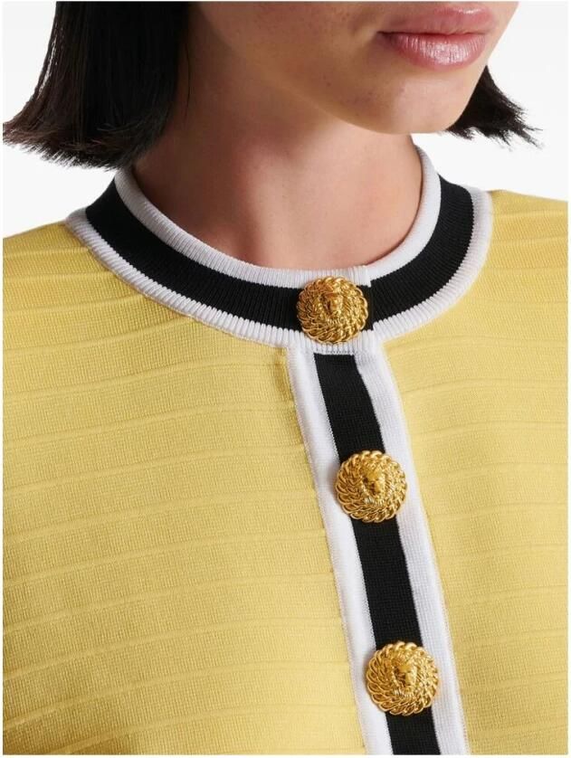 Balmain Geknipte gebreide vest Yellow Dames - Foto 2