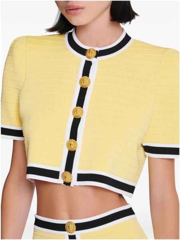 Balmain Geknipte gebreide vest Yellow Dames - Foto 3