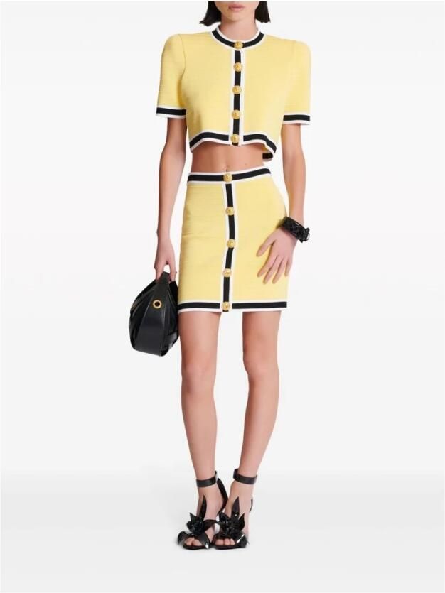 Balmain Geknipte gebreide vest Yellow Dames - Foto 6