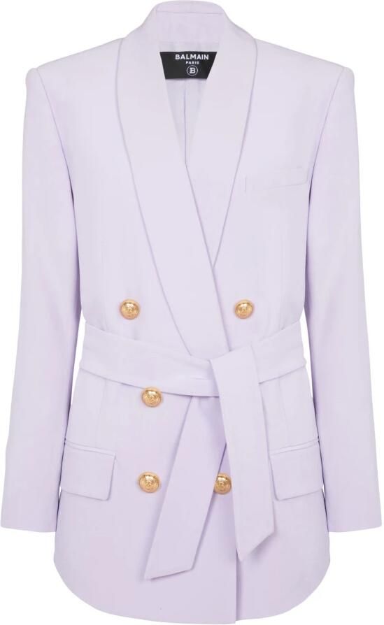 Balmain Crepe jacket with shawl collar Paars Dames - Foto 4