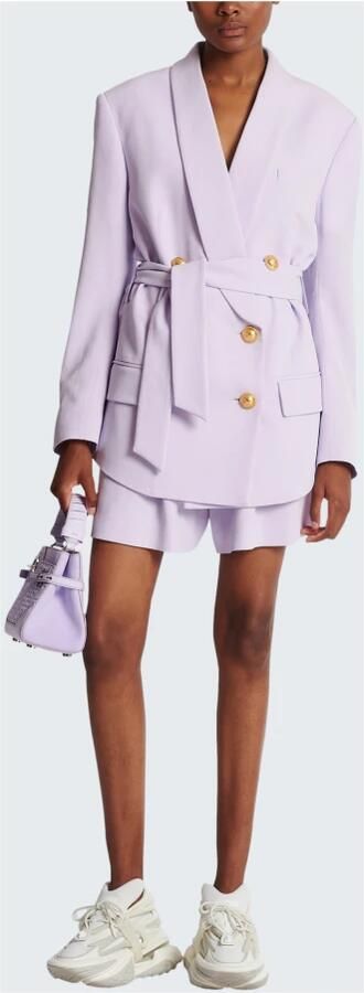 Balmain Crepe jacket with shawl collar Paars Dames - Foto 7