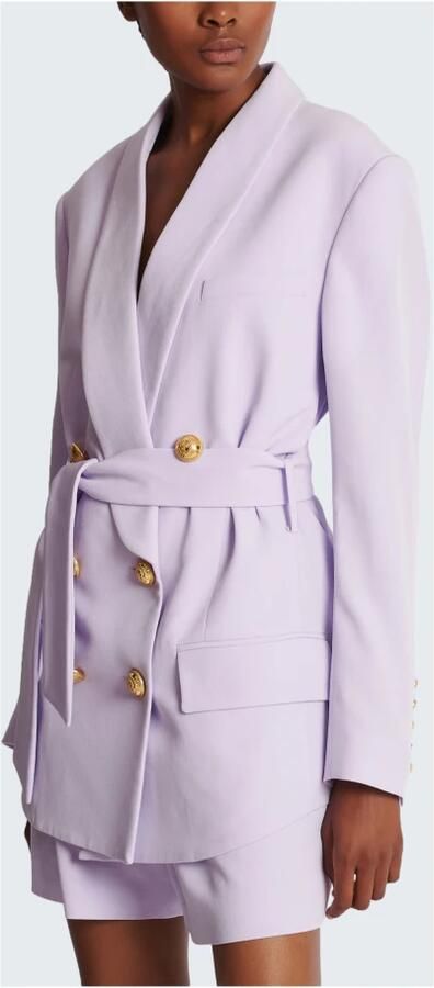 Balmain Crepe jacket with shawl collar Paars Dames - Foto 6
