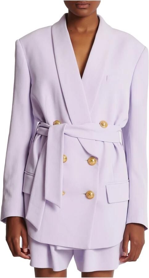 Balmain Crepe jacket with shawl collar Paars Dames - Foto 5