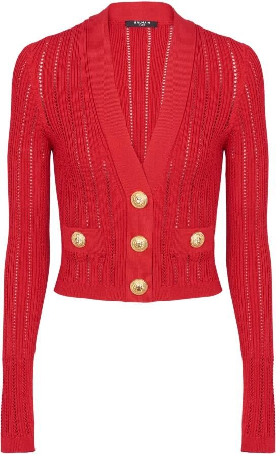 Balmain Geknipte gebreide cardigan Rood Dames