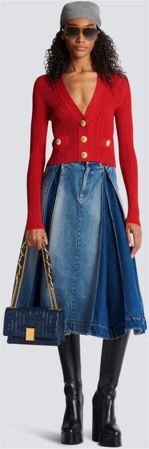 Balmain Geknipte gebreide cardigan Rood Dames - Foto 6