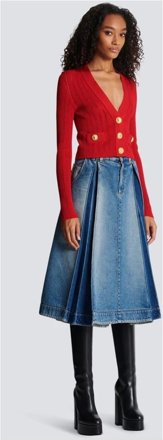 Balmain Geknipte gebreide cardigan Rood Dames - Foto 5