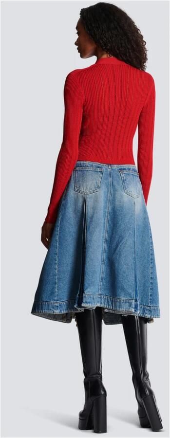 Balmain Geknipte gebreide cardigan Rood Dames - Foto 4