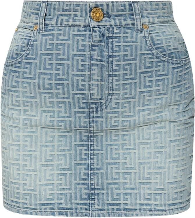 Balmain Gepersonaliseerde korte spijkerrok Blauw Dames - Foto 6