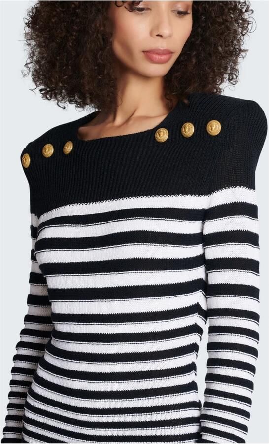 Balmain Robe en maille marinière Black Dames - Foto 4