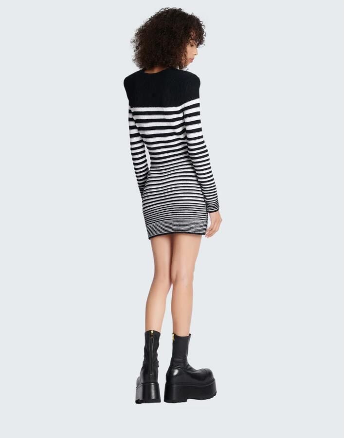 Balmain Robe en maille marinière Black Dames - Foto 2