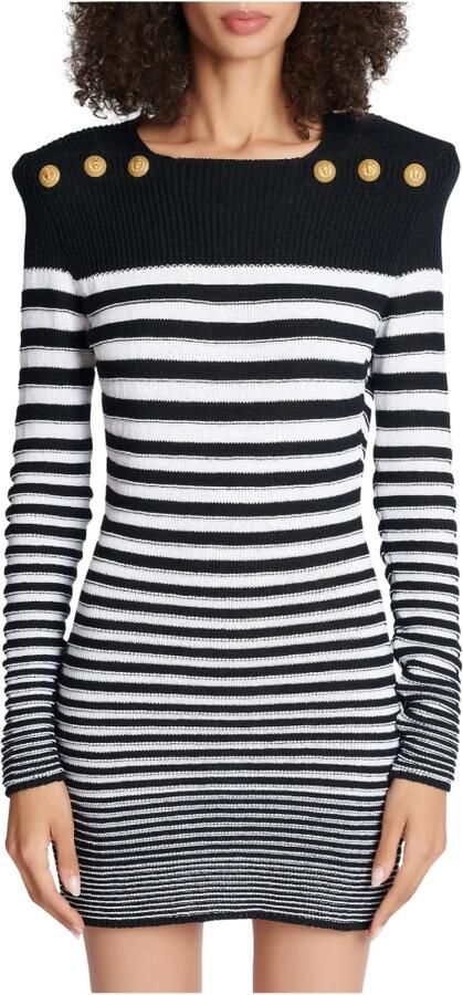 Balmain Robe en maille marinière Black Dames - Foto 6