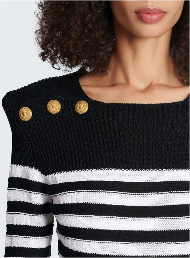 Balmain Robe en maille marinière Black Dames - Foto 3