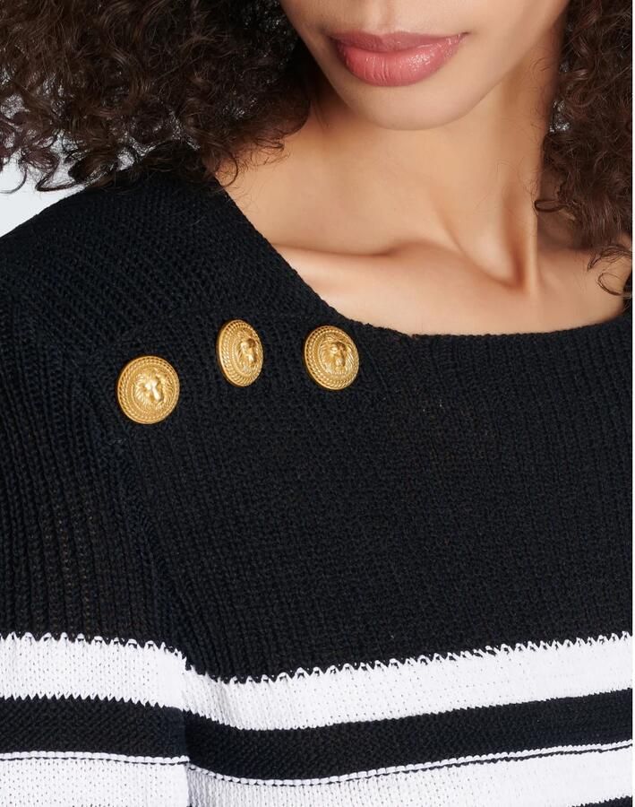 Balmain Robe en maille marinière Black Dames