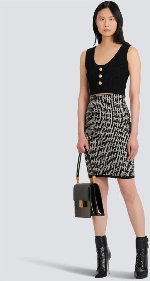 Balmain Eco-ontworpen gebreide crop top Black Dames - Foto 3