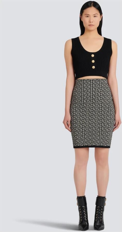 Balmain Eco-ontworpen gebreide crop top Black Dames - Foto 4