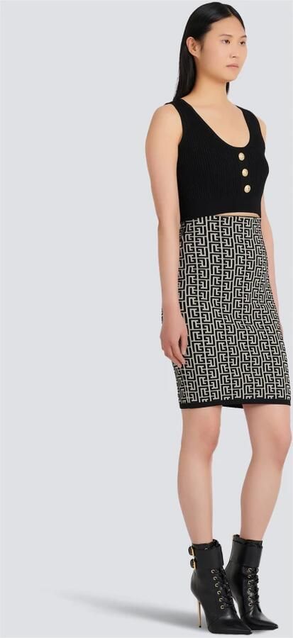 Balmain Eco-ontworpen gebreide crop top Black Dames - Foto 5