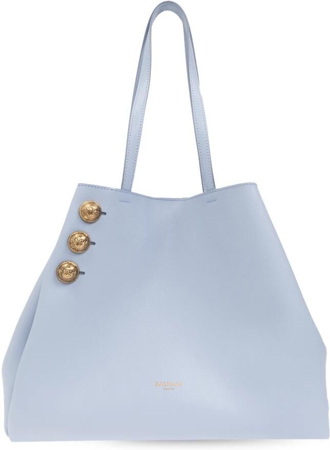 Balmain Emblème korrelig kalfsleren draagtas Blue Dames - Foto 6
