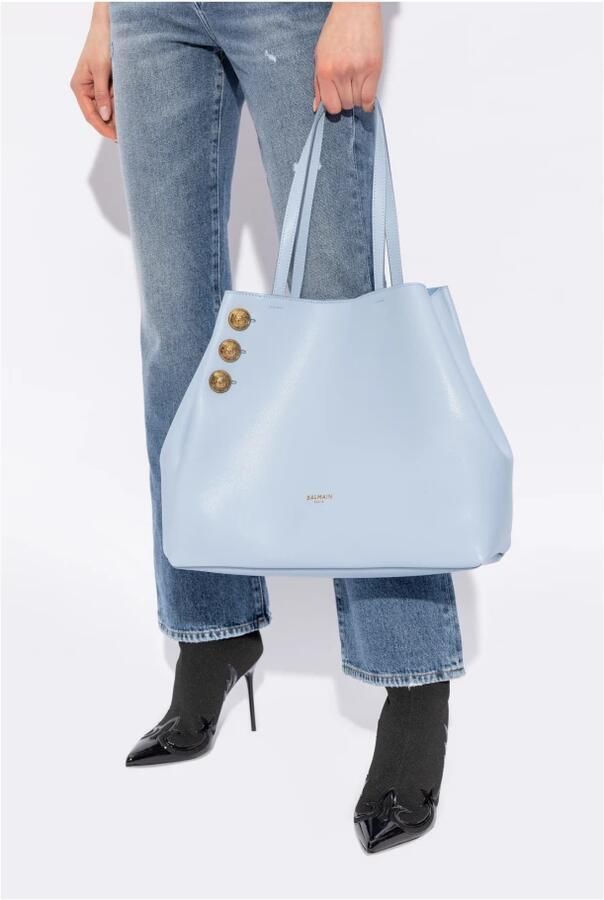 Balmain Emblème korrelig kalfsleren draagtas Blue Dames - Foto 2