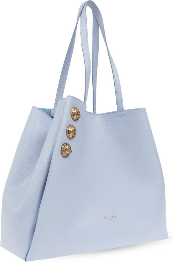 Balmain Emblème korrelig kalfsleren draagtas Blue Dames - Foto 5