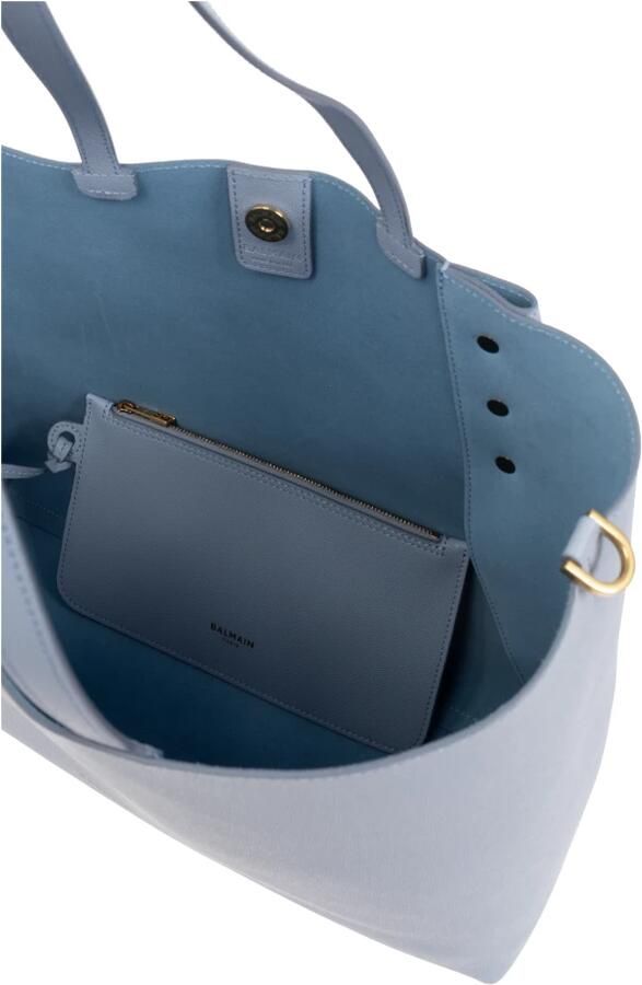 Balmain Emblème korrelig kalfsleren draagtas Blue Dames - Foto 4
