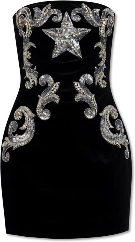 Balmain Paisley geborduurde strapless jurk Black Dames