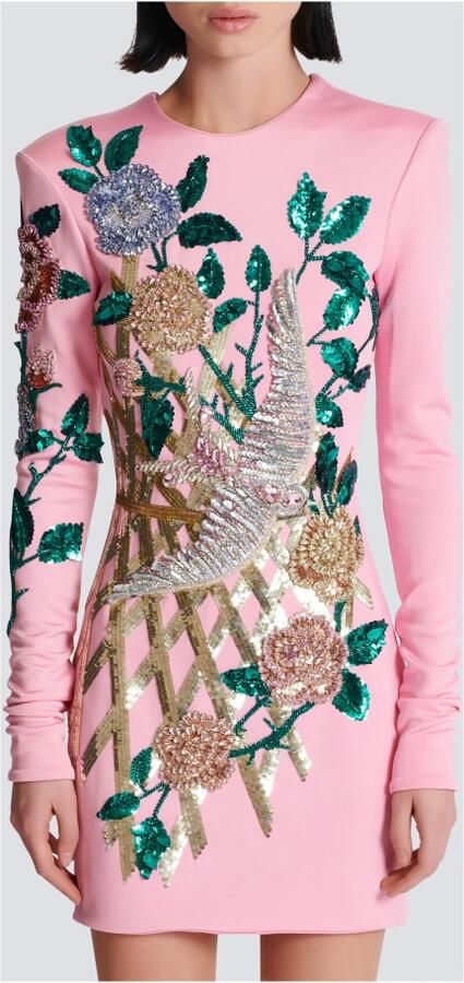 Balmain Geborduurde rozen jurk Multicolor Dames - Foto 5