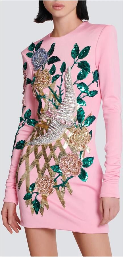 Balmain Geborduurde rozen jurk Multicolor Dames - Foto 4