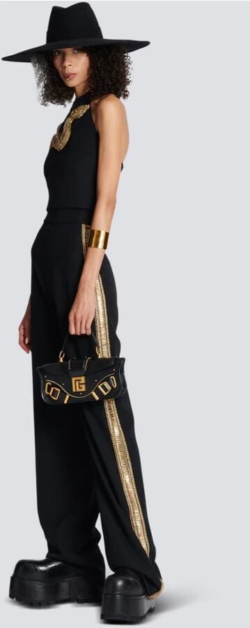 Balmain Embroidered wool Tuxedo trousers Black Dames - Foto 4