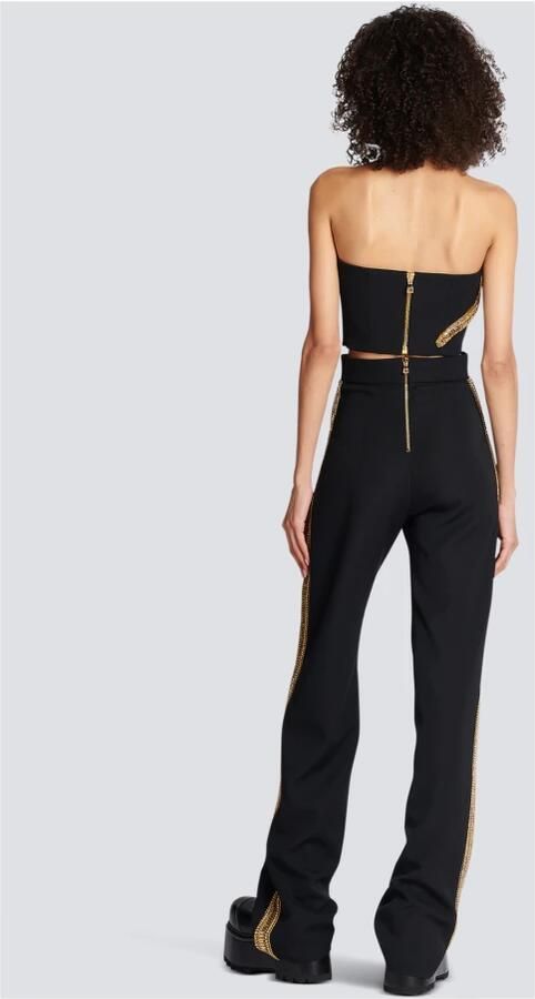 Balmain Embroidered wool Tuxedo trousers Black Dames - Foto 3
