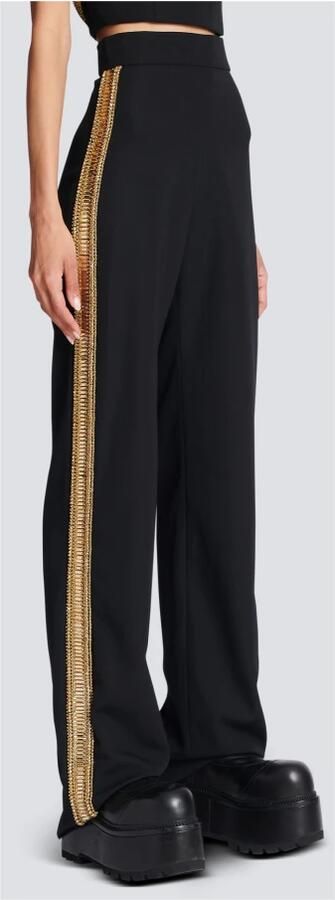 Balmain Embroidered wool Tuxedo trousers Black Dames - Foto 5