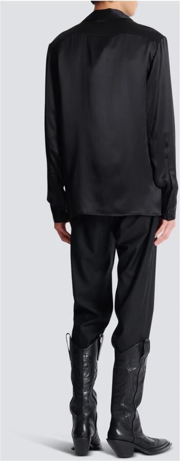 Balmain Geborduurde Zijden Sterren Overhemd Black Heren - Foto 8