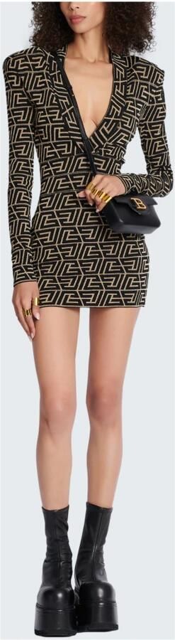 Balmain Robe en maille à monogramme Black Dames - Foto 5