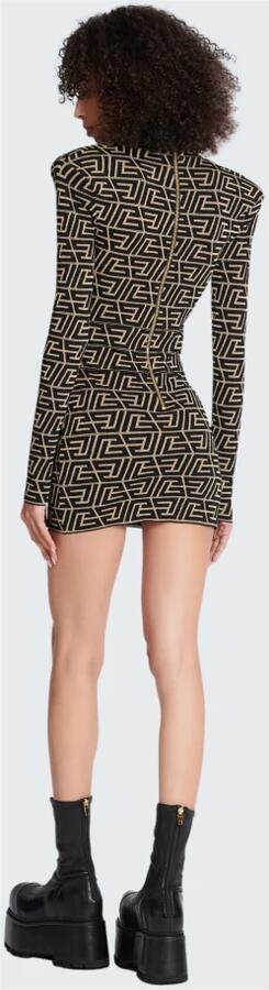 Balmain Robe en maille à monogramme Black Dames - Foto 6