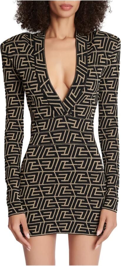 Balmain Robe en maille à monogramme Black Dames - Foto 4