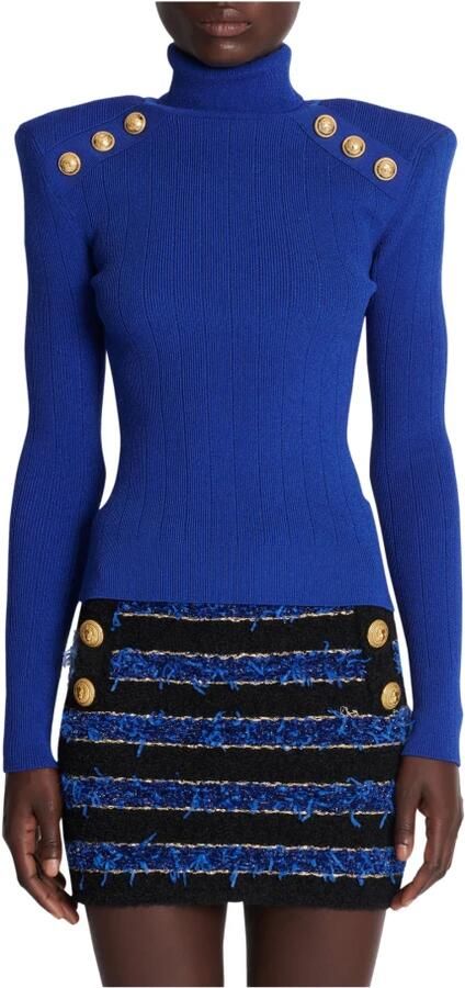 Balmain Gebreide trui met gouden knopen Blue Dames - Foto 4