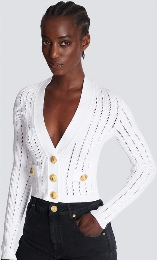 Balmain Geknipte gebreide cardigan White Dames - Foto 2
