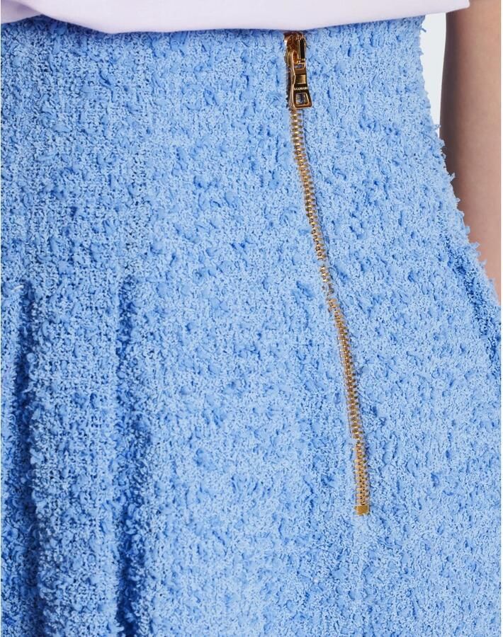 Balmain Jupe plissée patineuse boutonnée en tweed Blauw Dames - Foto 2