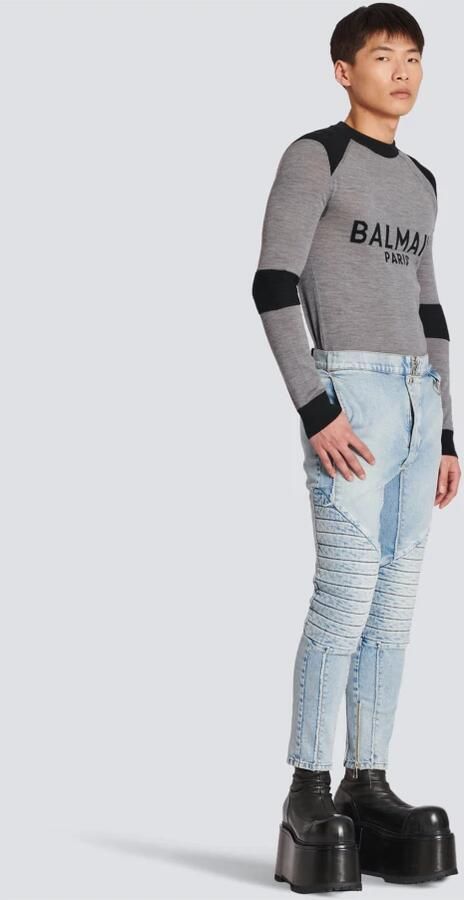Balmain Geribbelde katoenen slim-fit jeans Blauw Heren - Foto 5