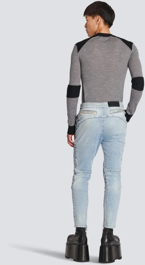 Balmain Geribbelde katoenen slim-fit jeans Blauw Heren - Foto 3