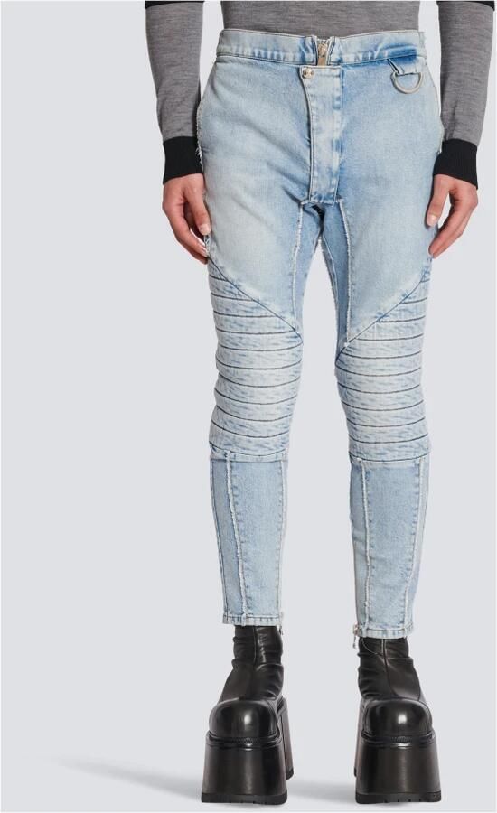 Balmain Geribbelde katoenen slim-fit jeans Blauw Heren - Foto 2