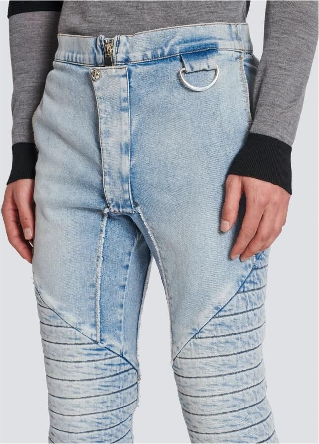Balmain Geribbelde katoenen slim-fit jeans Blauw Heren