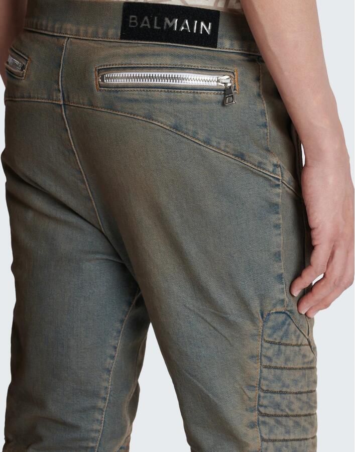 Balmain Gewatteerde en gewatteerde stretch jeans Brown Heren